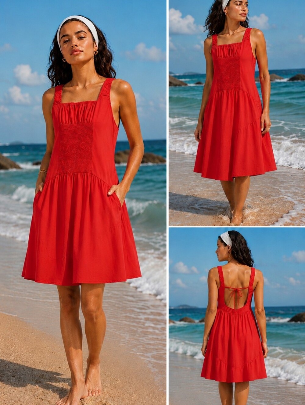 Anthropologie Vibrant Pink Backless Smocked Midi Dress